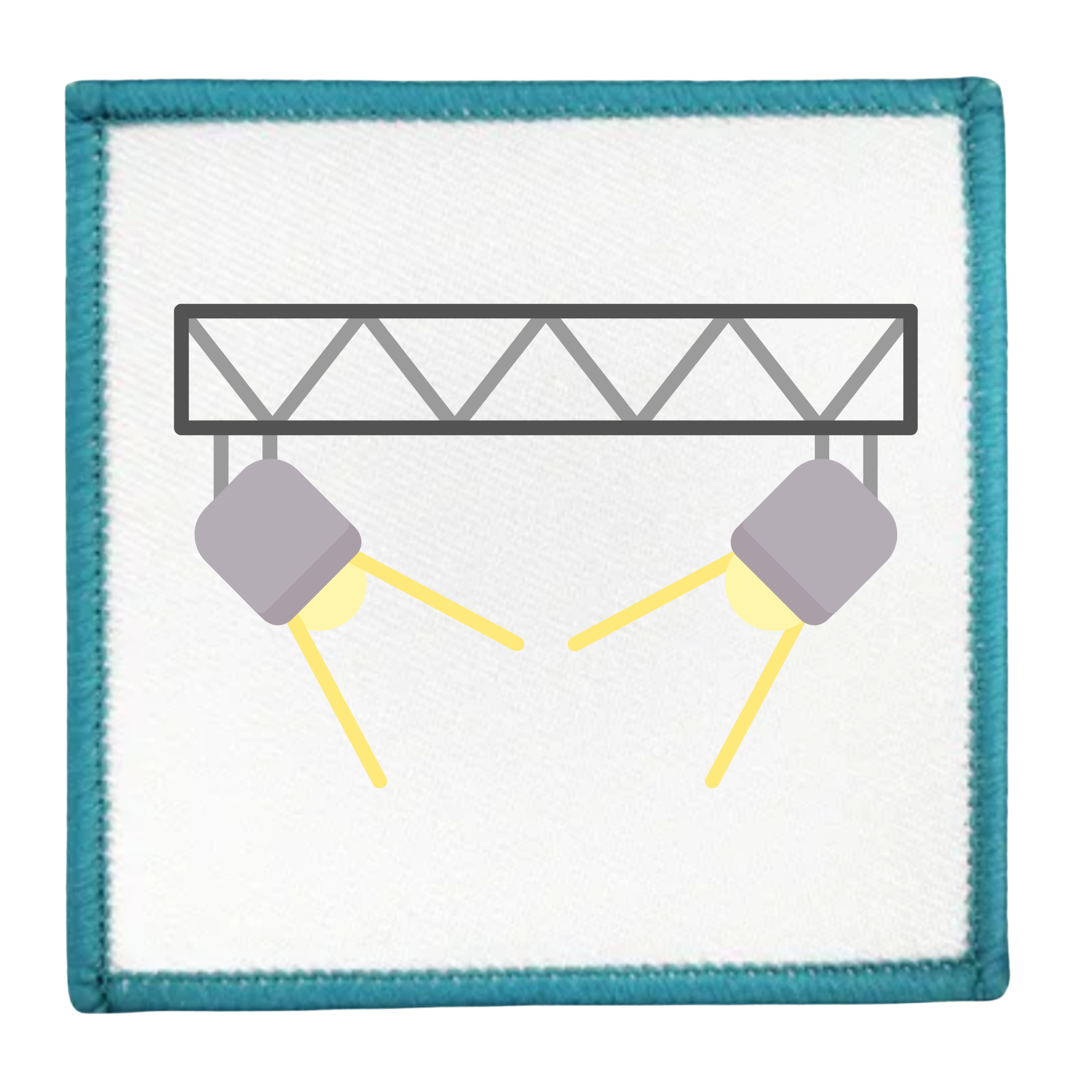 Monthly Spotlight Badge Icon of a stage light rig with two spotlights on a white background