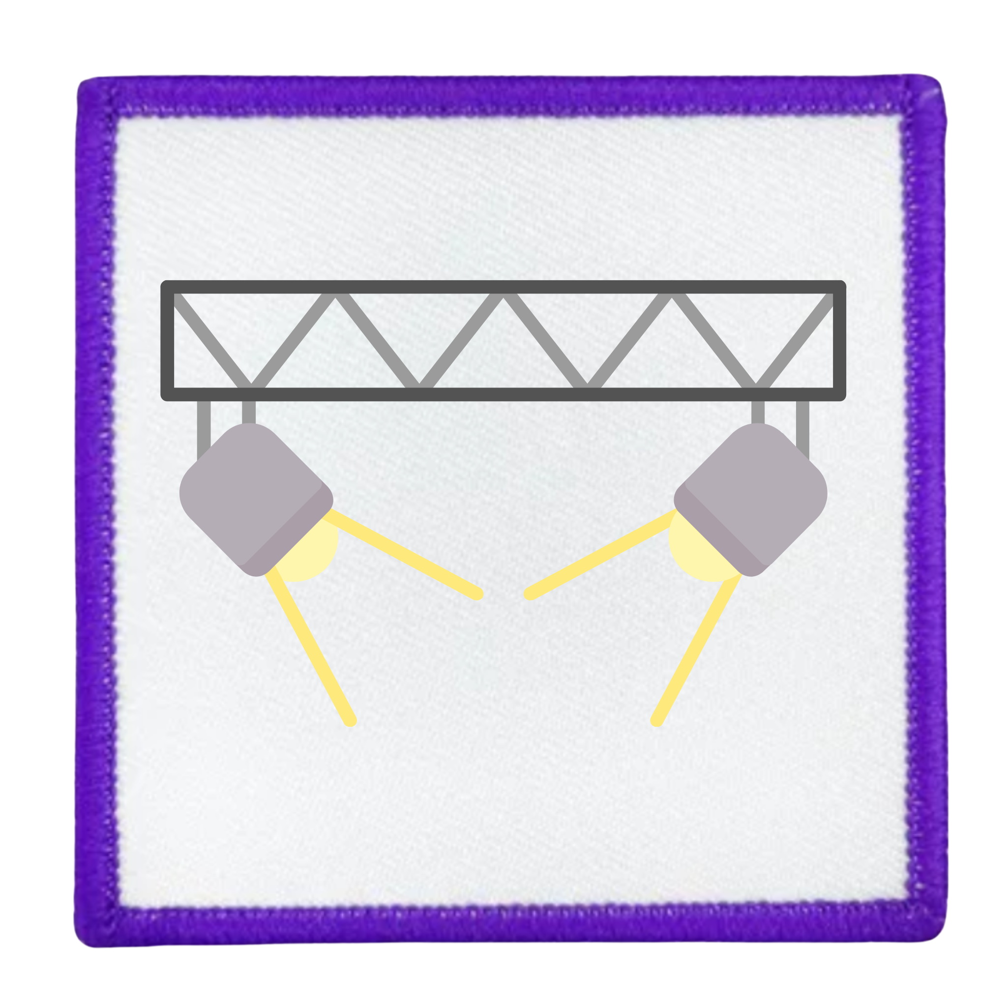 Monthly Spotlight Badge Icon of a stage light rig with two spotlights on a white background