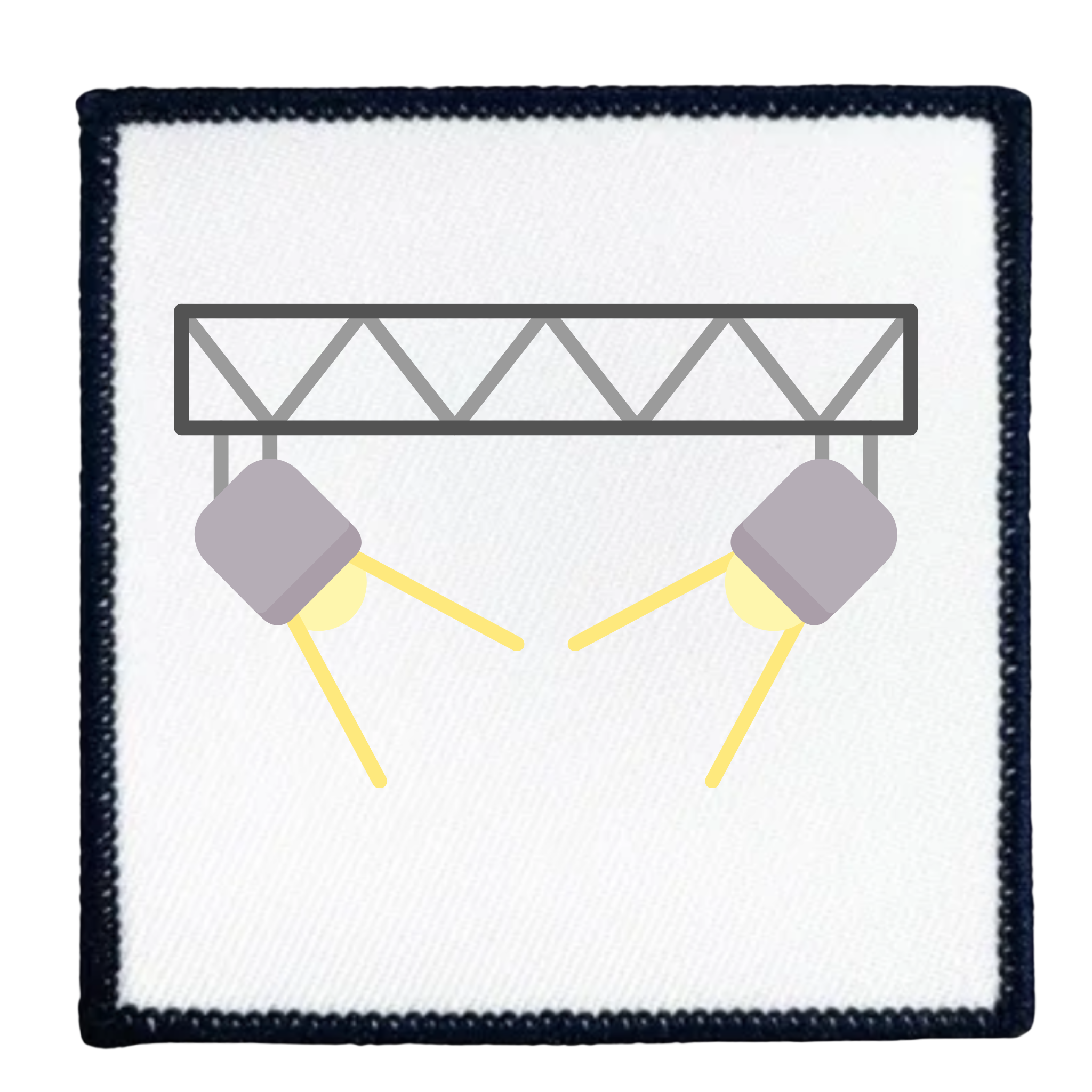 Monthly Spotlight Badge Icon of a stage light rig with two spotlights on a white background