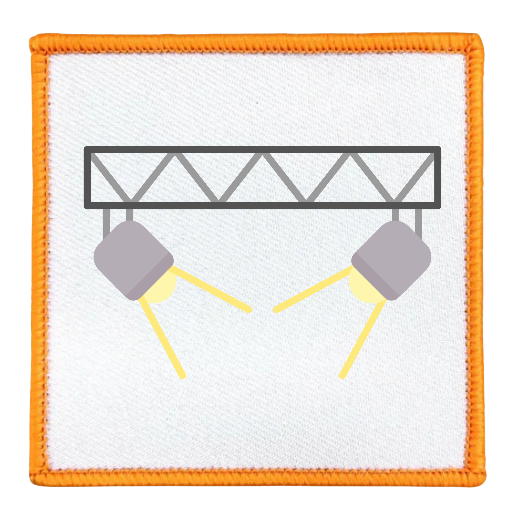 Monthly Spotlight Badge Icon of a stage light rig with two spotlights on a white background