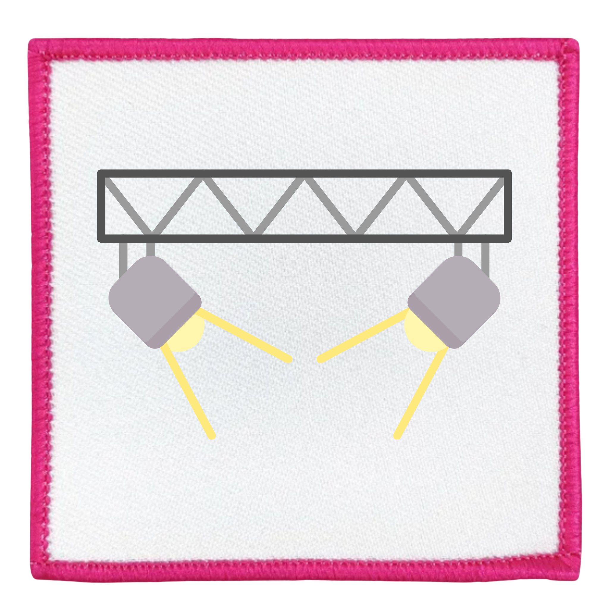 Monthly Spotlight Badge Icon of a stage light rig with two spotlights on a white background