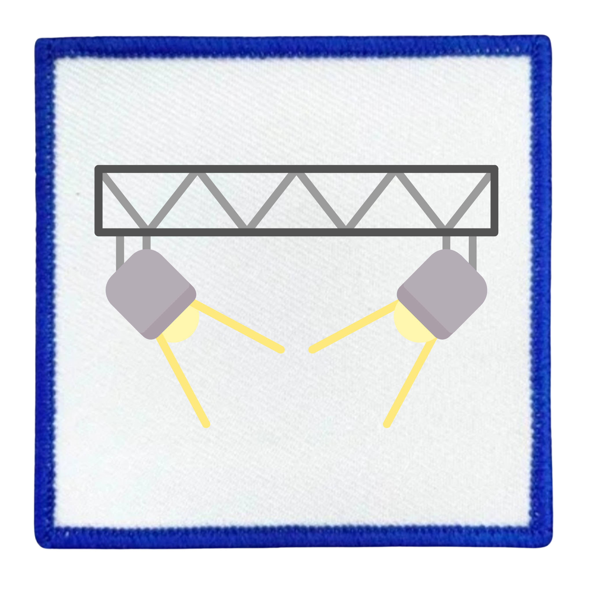Monthly Spotlight Badge Icon of a stage light rig with two spotlights on a white background