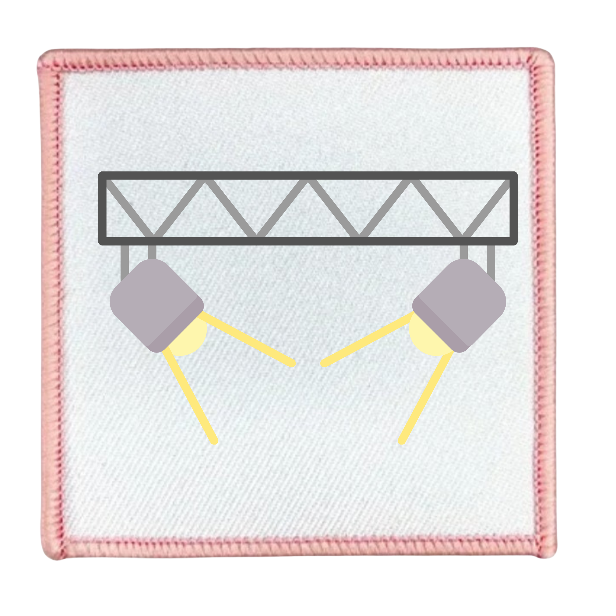 Monthly Spotlight Badge Icon of a stage light rig with two spotlights on a white background
