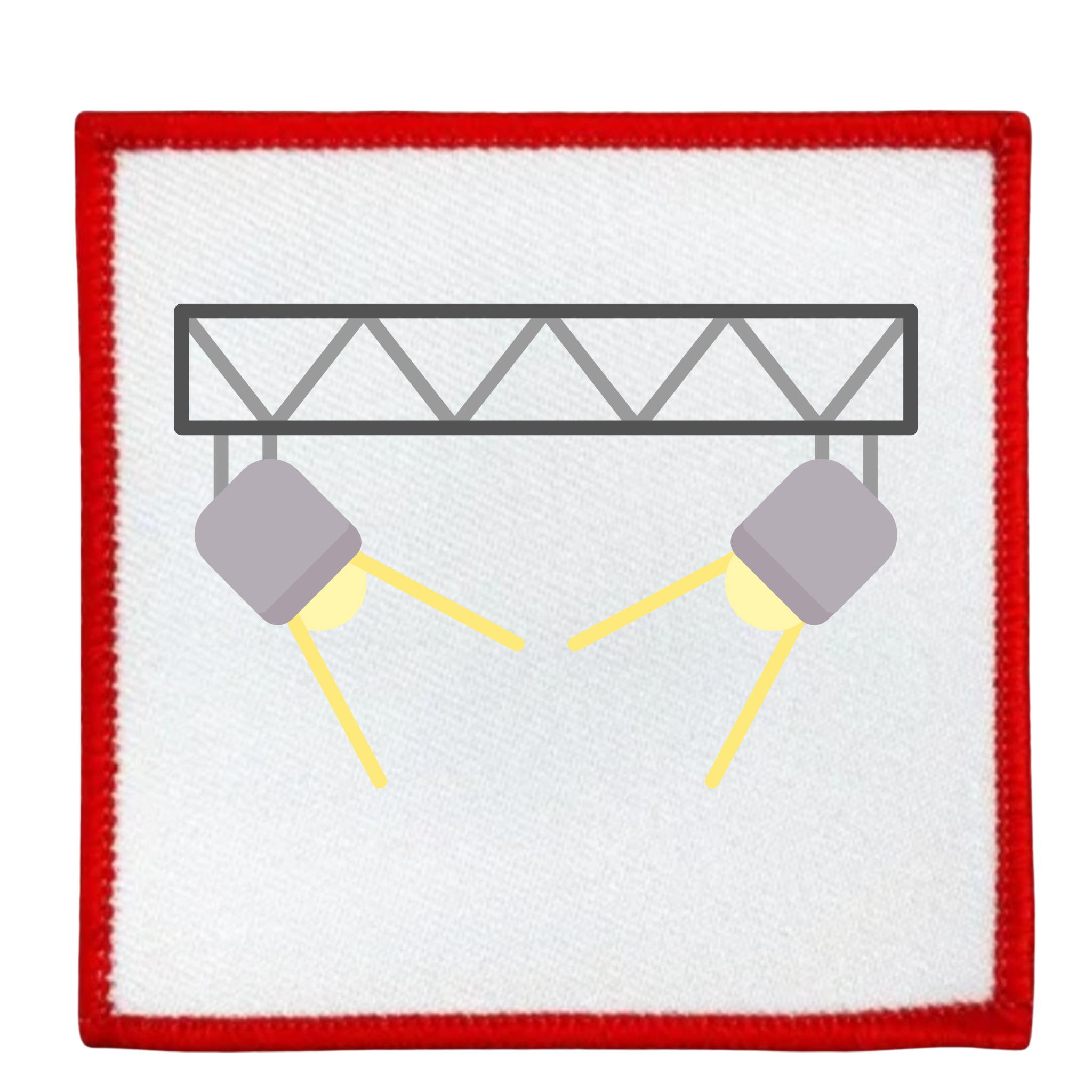Monthly Spotlight Badge Icon of a stage light rig with two spotlights on a white background