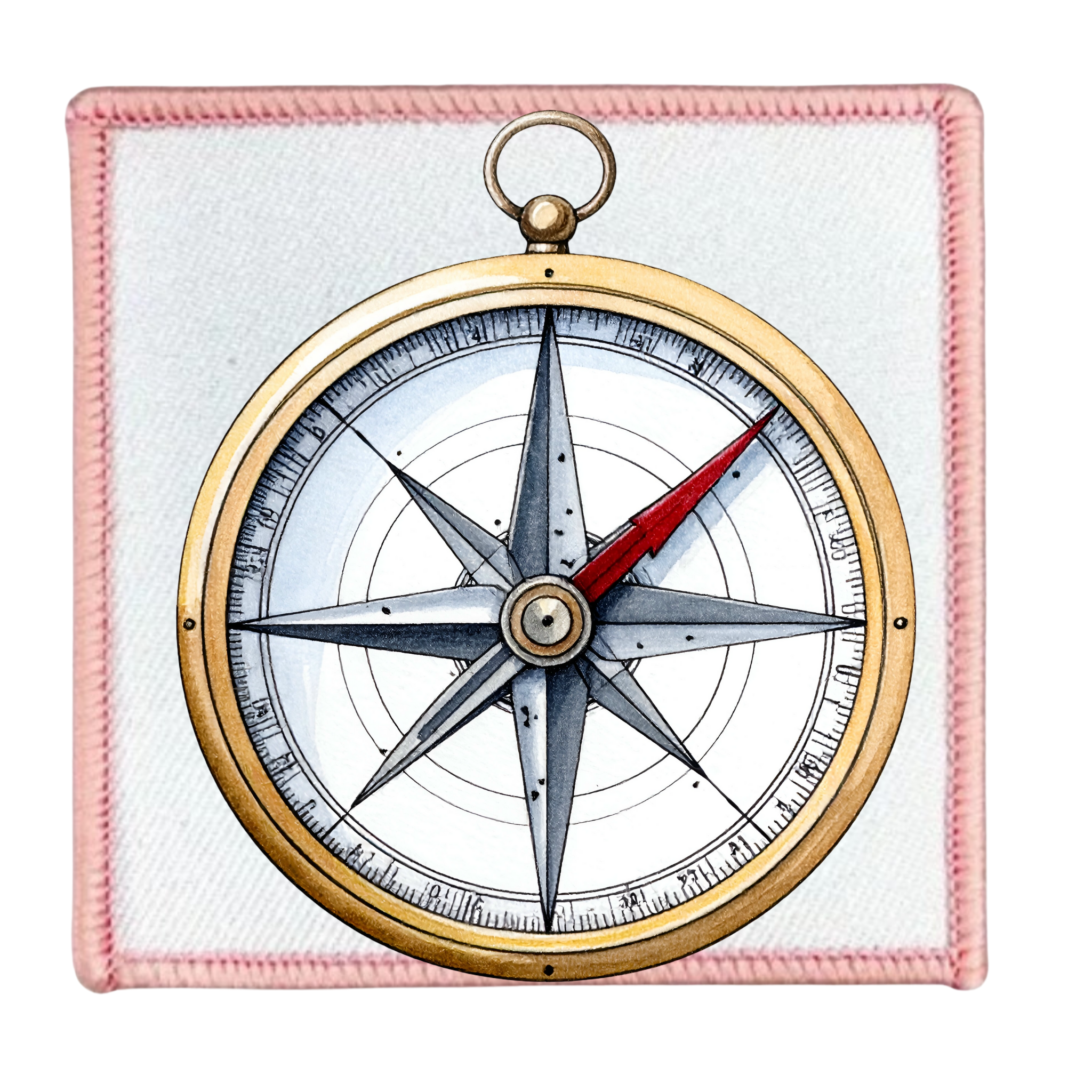 Service Explorer Badge Decorative compass with a blue border on a white background