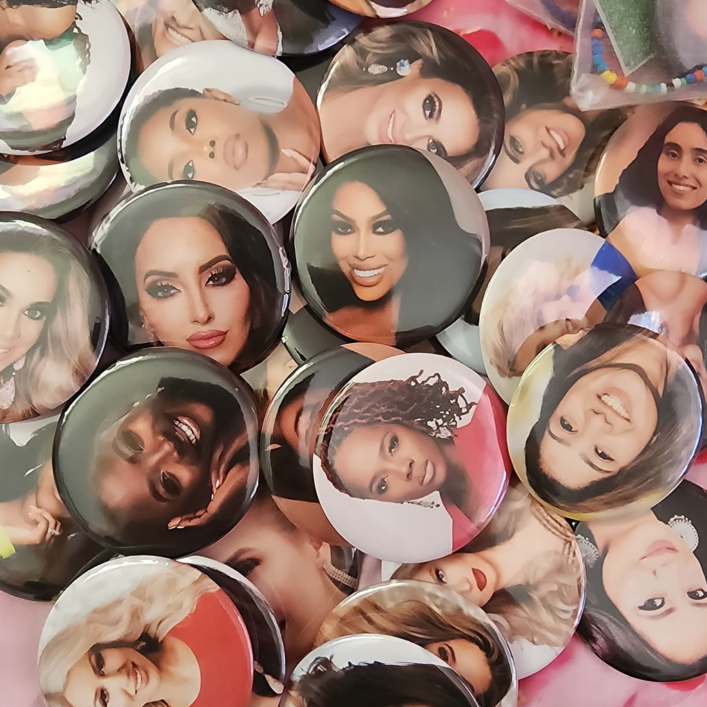 Custom Pinback Button Pinback button Personalized Round white object with space for text on a white background