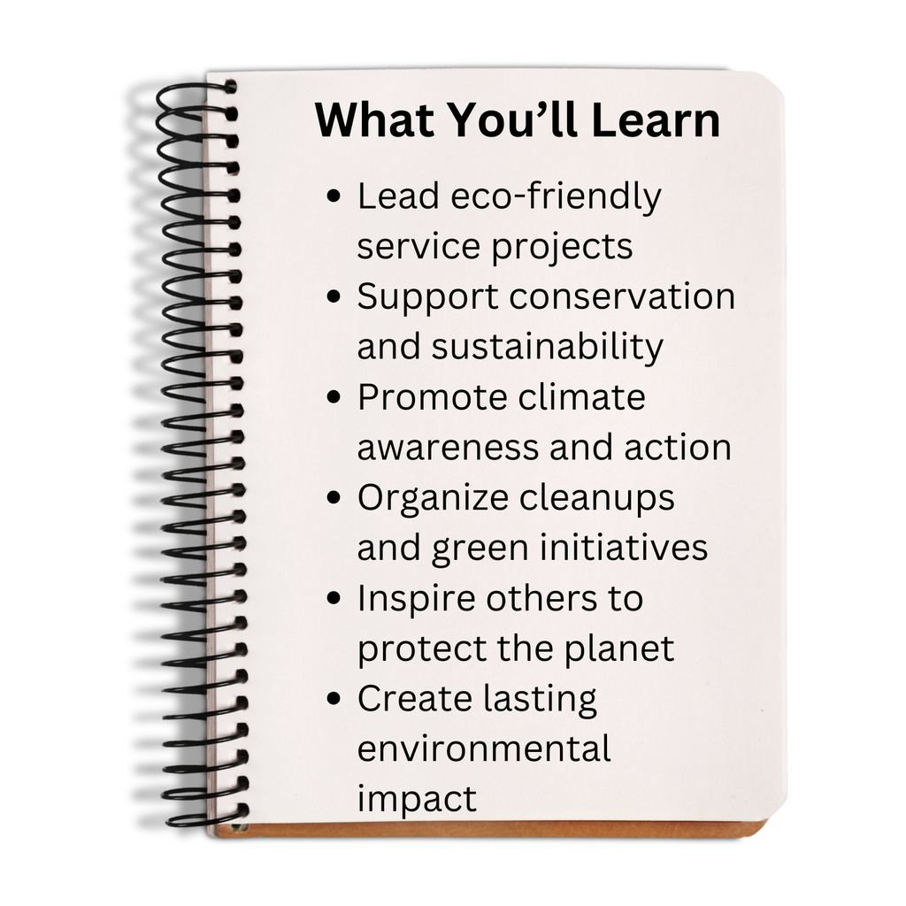 Notebook with sustainability goals on a white background