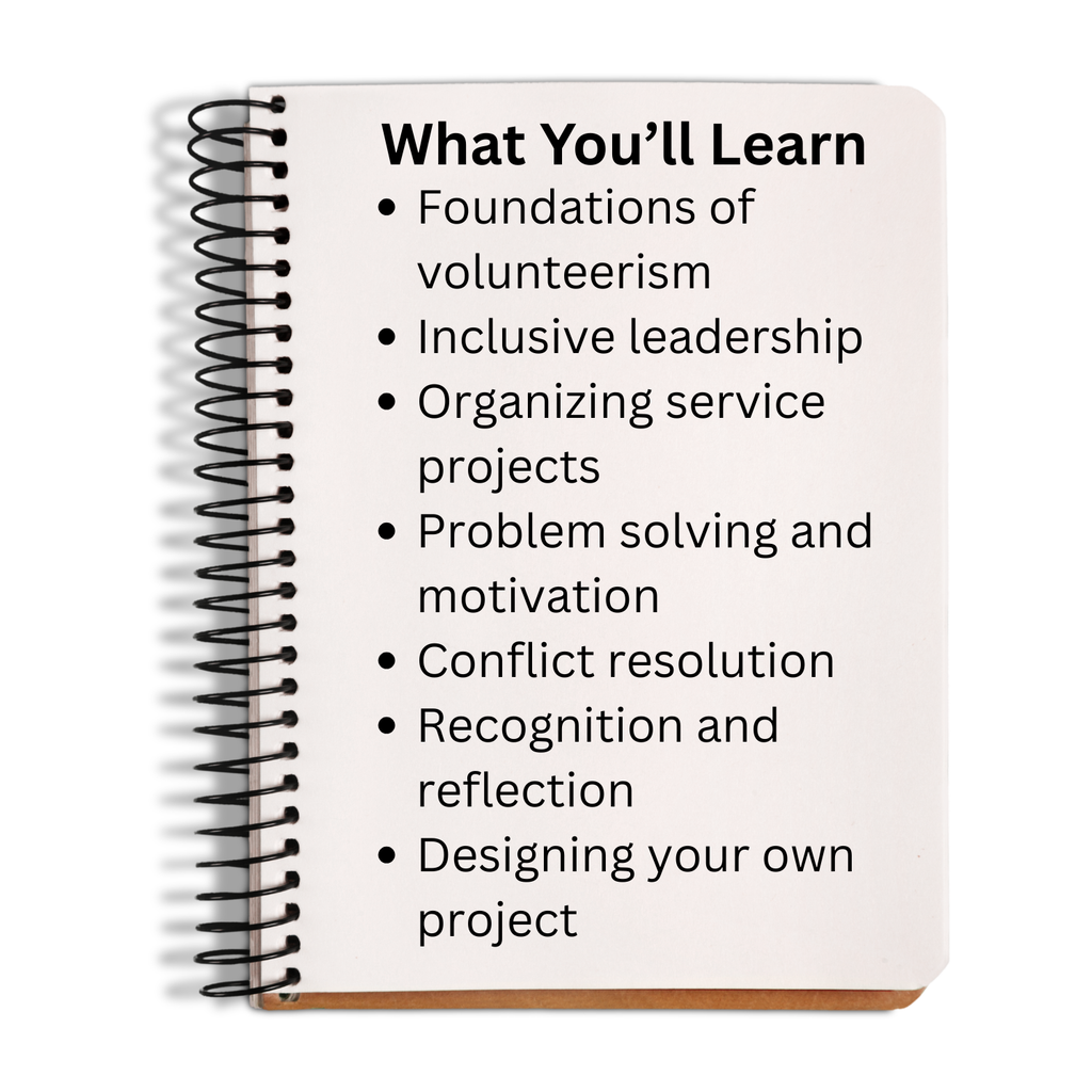 Notebook with a list of topics on a white background