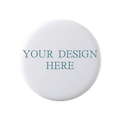 Custom Pinback Button Round white object with 'Your Design Here' text on a white background