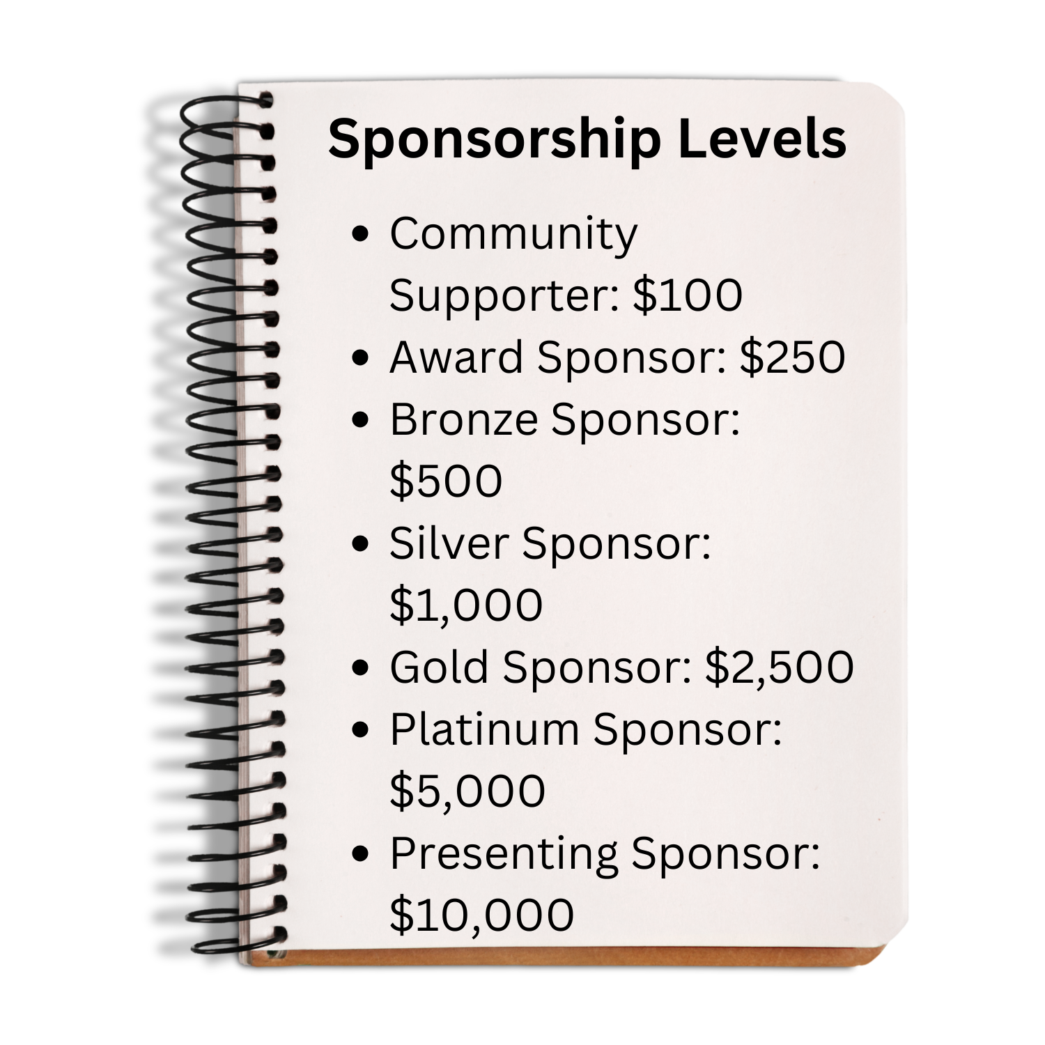 Global Volunteer Awards Gala sponsorship levels from Community Supporter to Presenting Sponsor.