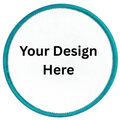 Custom Circular patch with teal border and customizable text area in the center