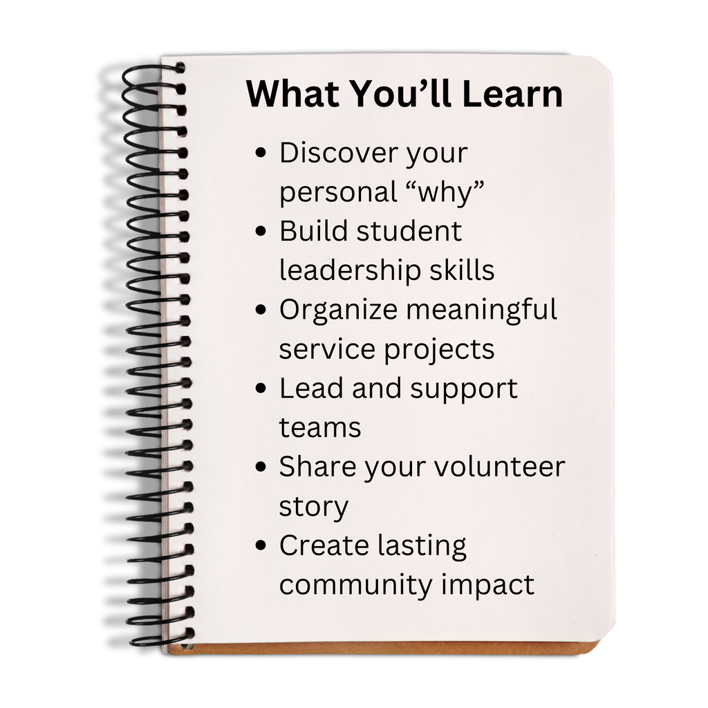 Notebook with a list of learning objectives on a white background