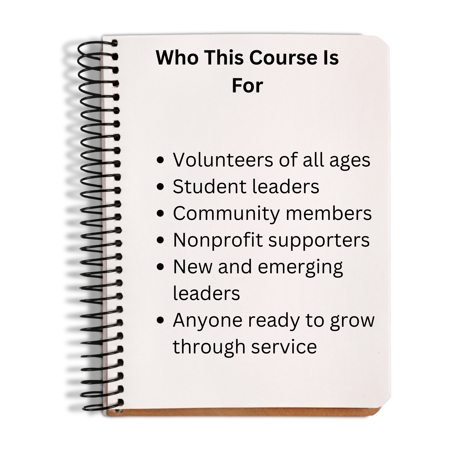 Notebook with text on who the course is for