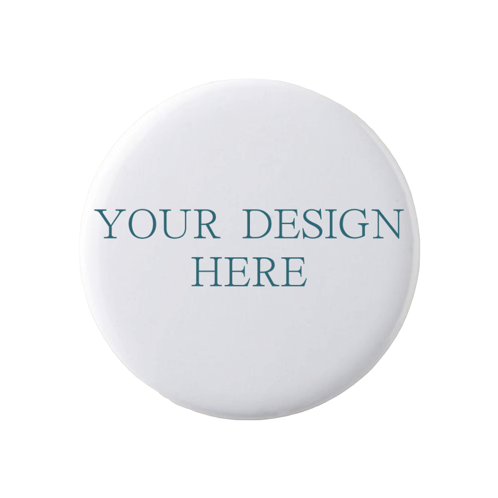 Round white object with 'Your Design Here' text on a white background