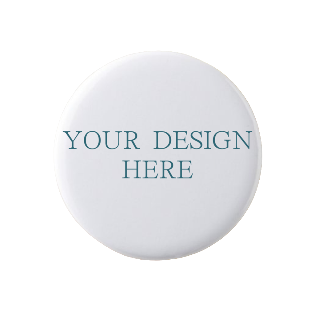 White round object with 'Your Design Here' text on a white background