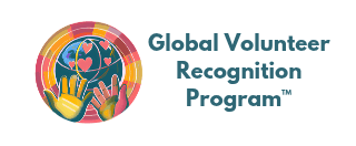 Logo of the Global Volunteer Recognition Program with colorful design elements.