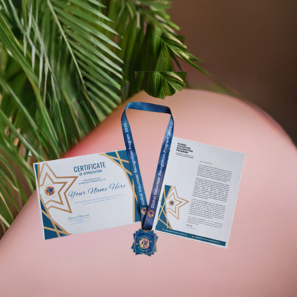 Certificate of Appreciation with a blue ribbon and medal on a white background
