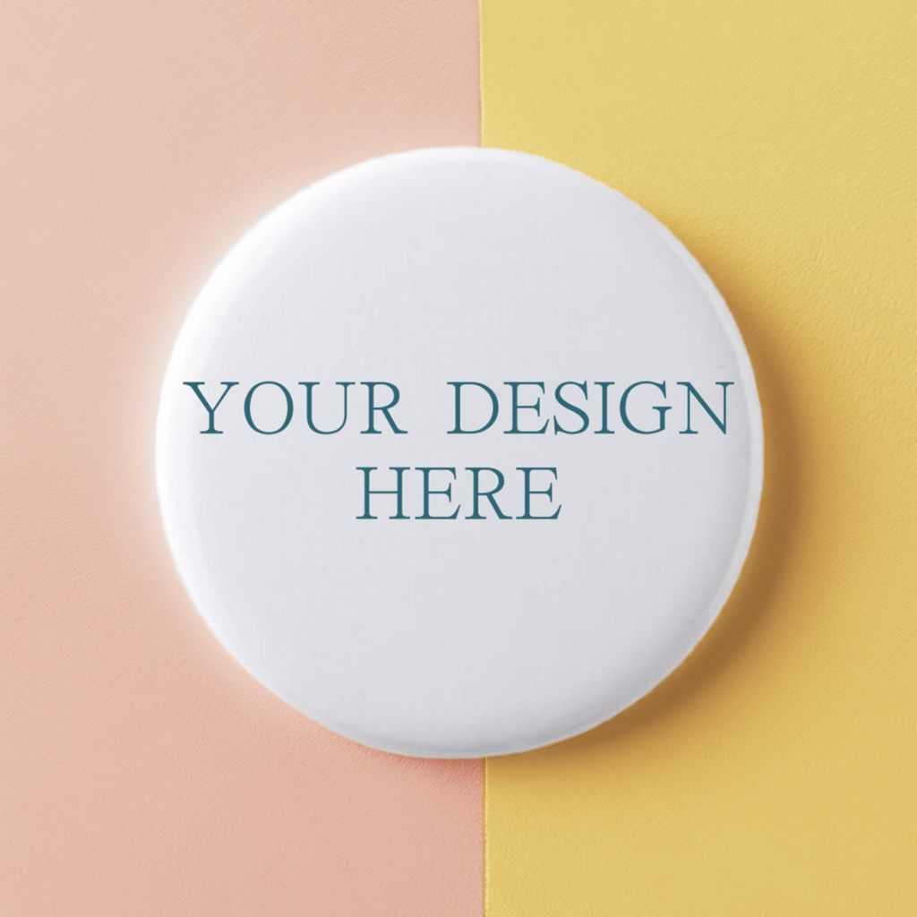 Round white object with 'Your Design Here' text on a white background