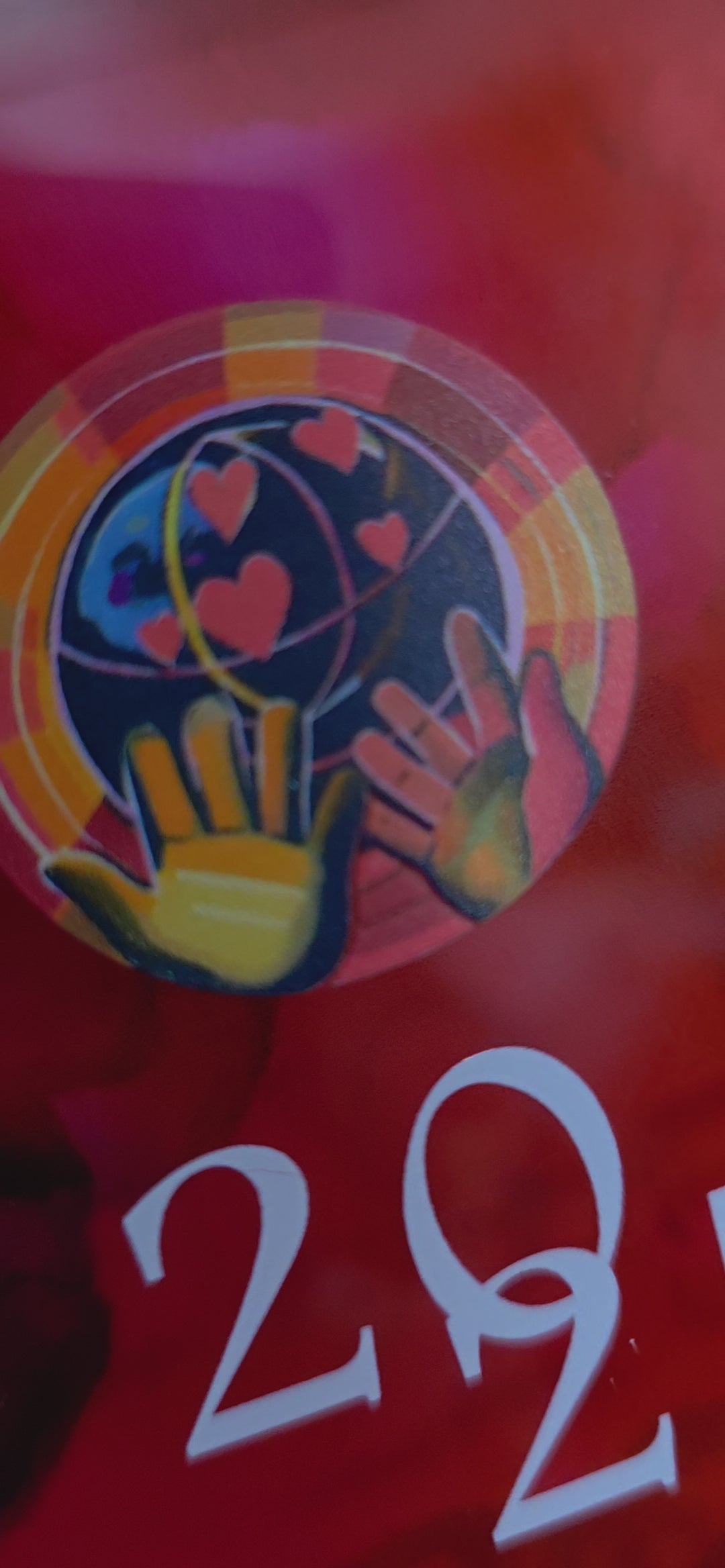 Award plaque for the 2025 Global Volunteer Recognition Program with a colorful design and engraved text.