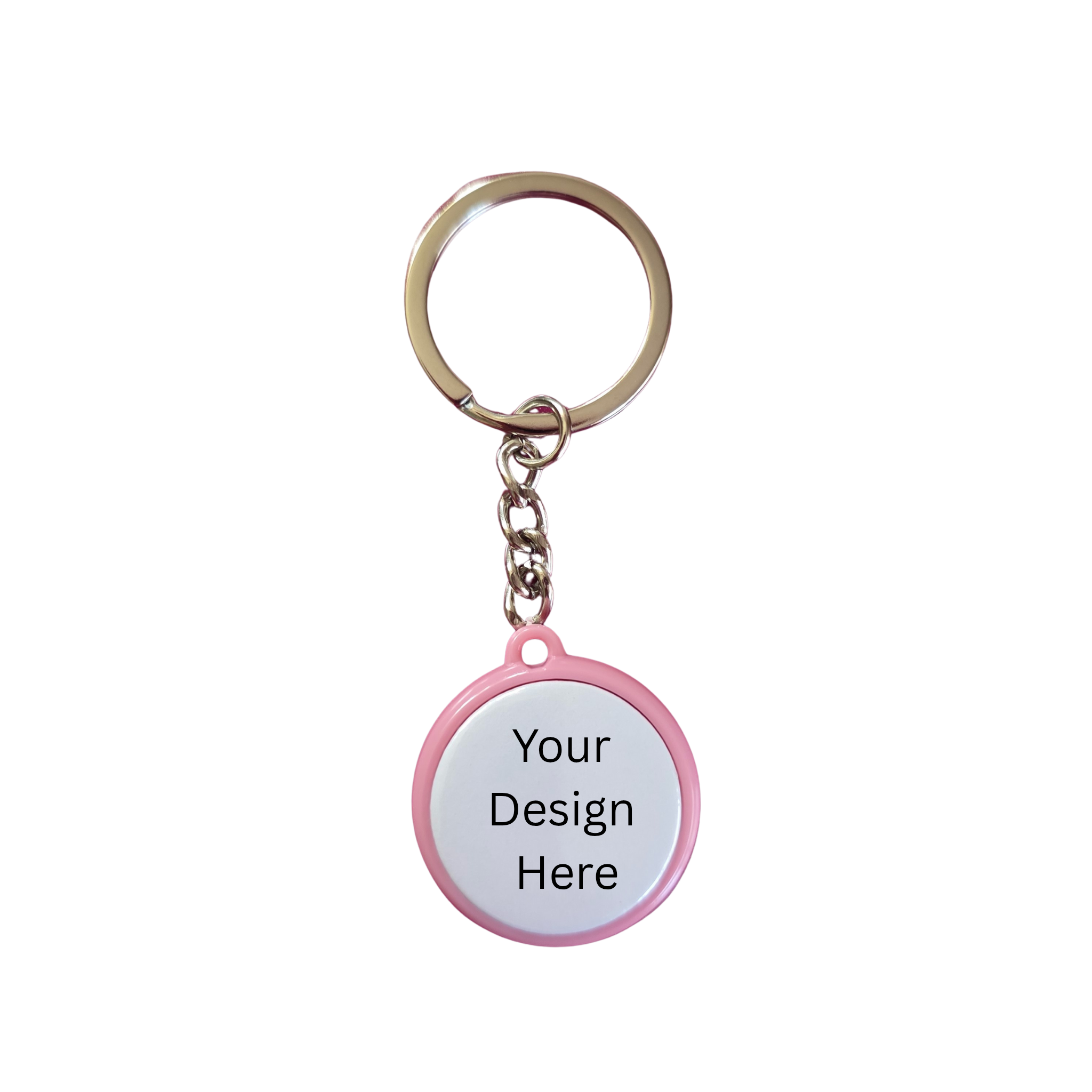 Keychain with a customizable tag on a white background