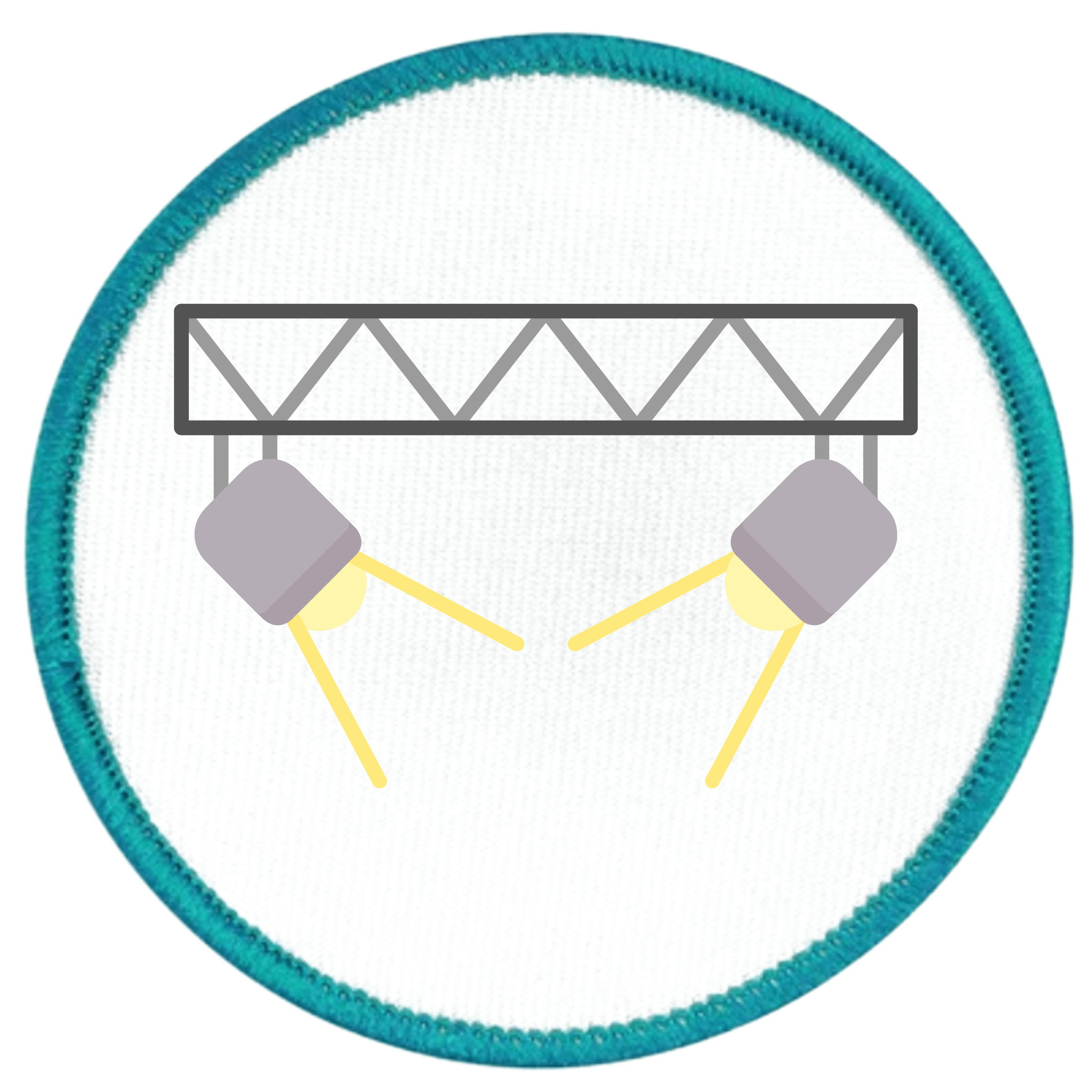 Monthly Spotlight Badge Icon of a stage light rig with two spotlights on a white background