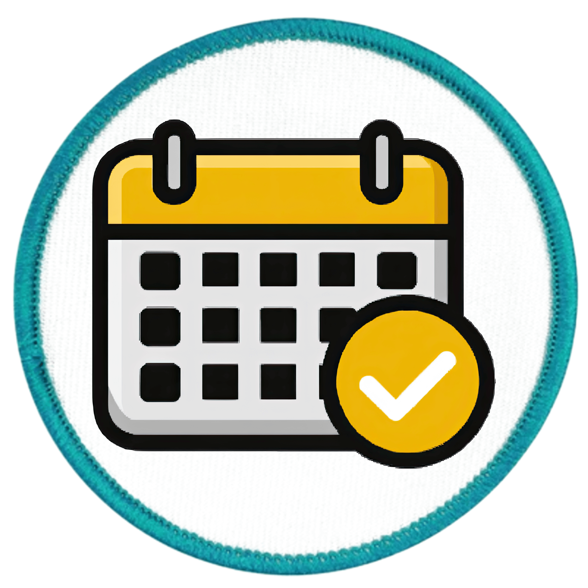 Consistency Badge Calendar icon with a yellow check mark inside a blue circle