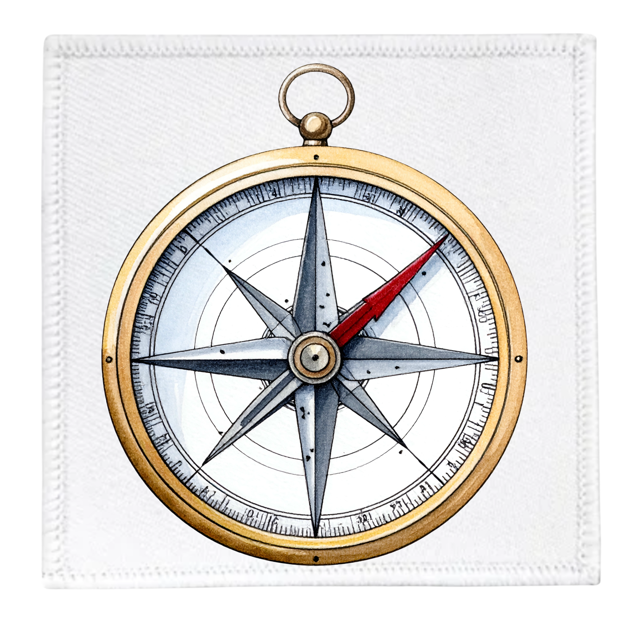 Service Explorer Badge Decorative compass with a blue border on a white background