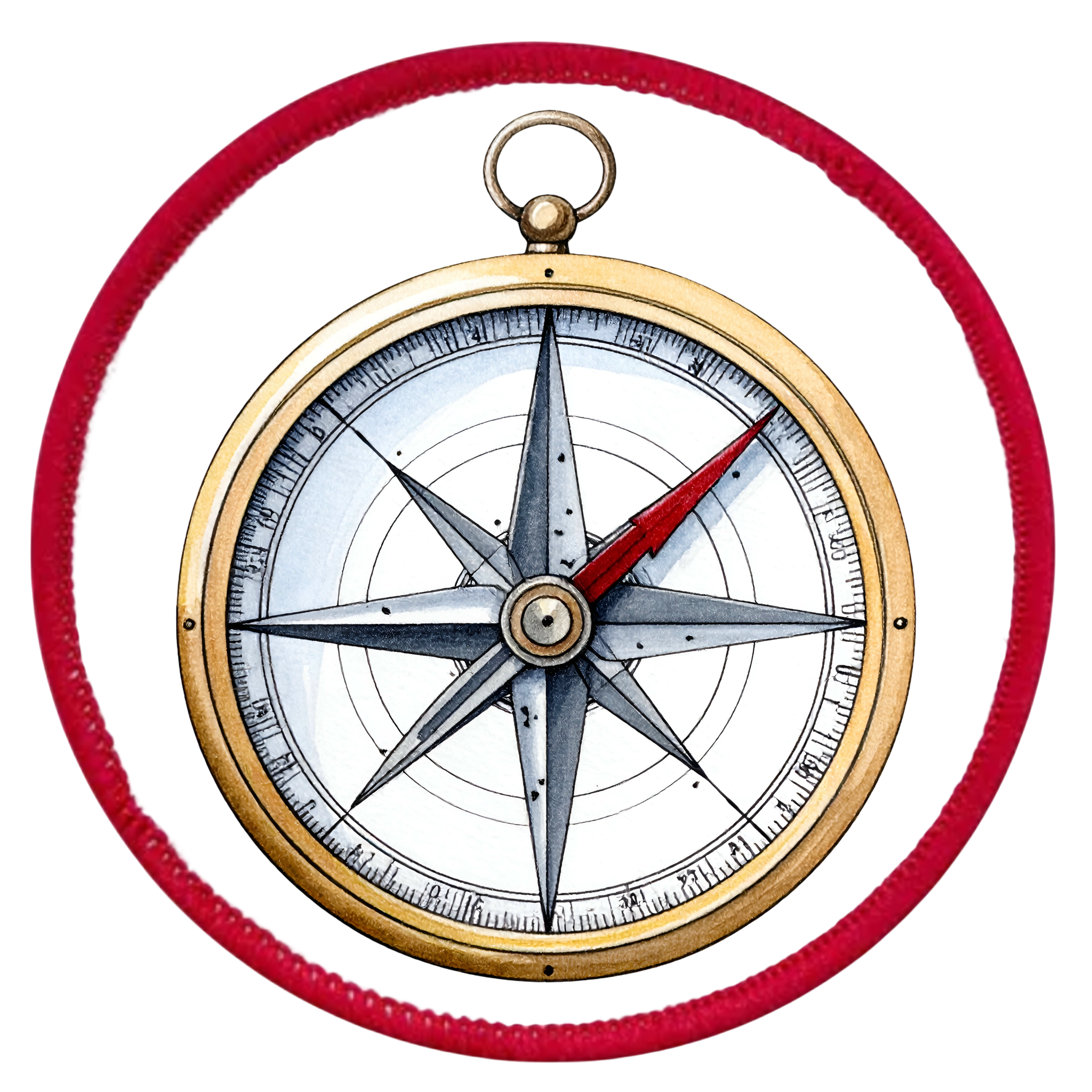 Service Explorer Badge Decorative compass with a blue border on a white background