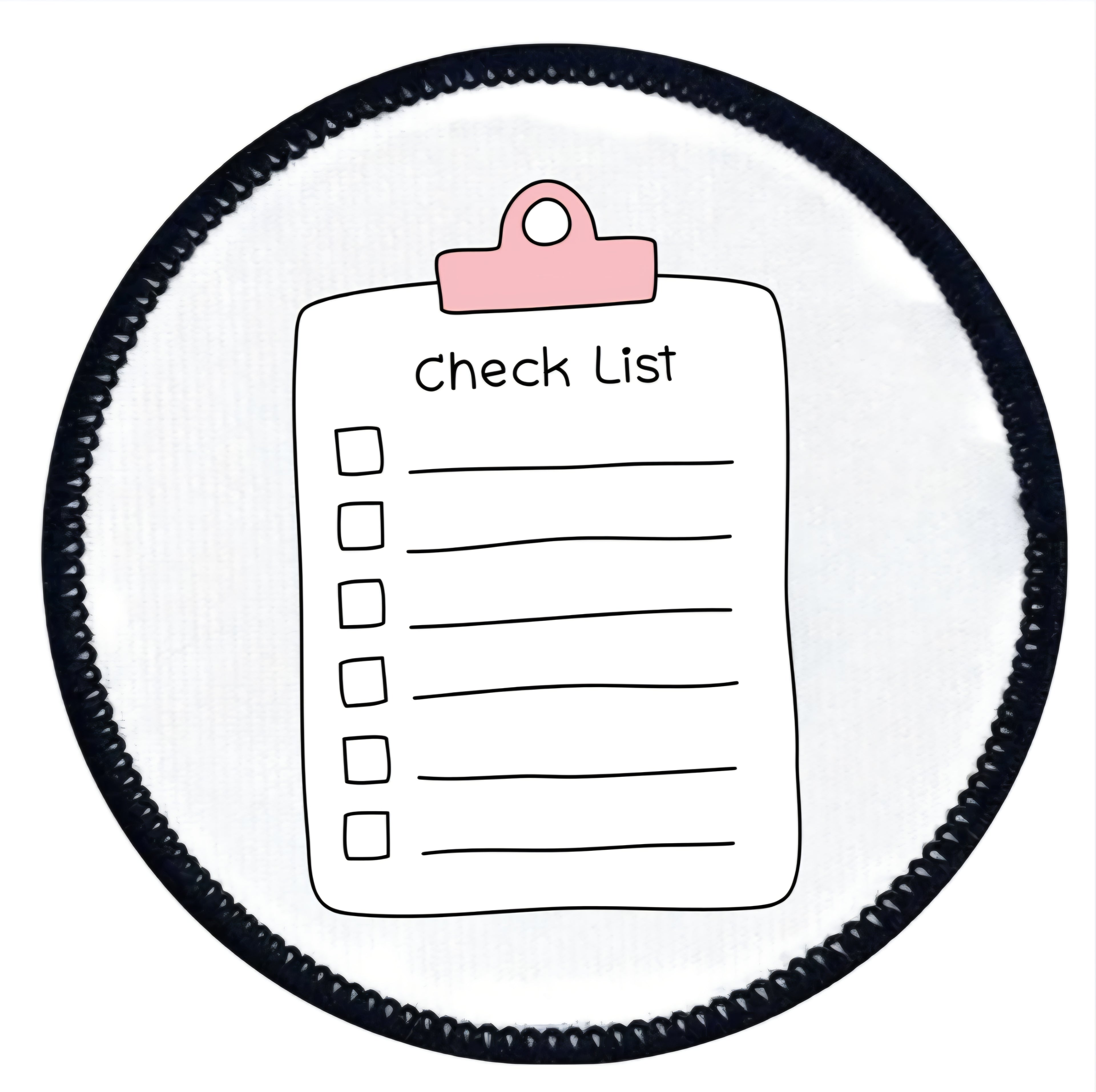 Project Planner Badge Checklist with a pink clip on a white background