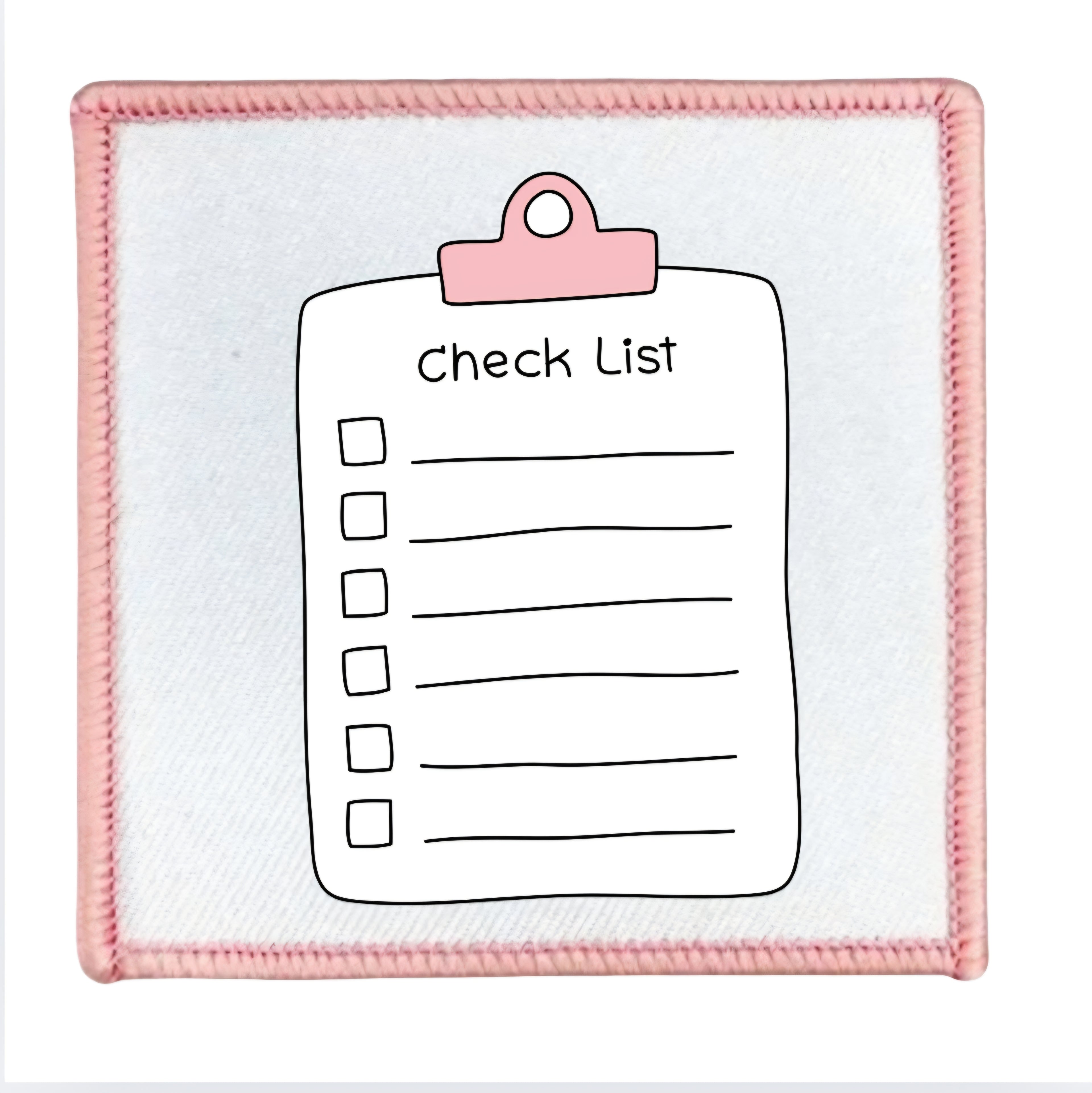 Project Planner Badge Checklist with a pink clip on a white background