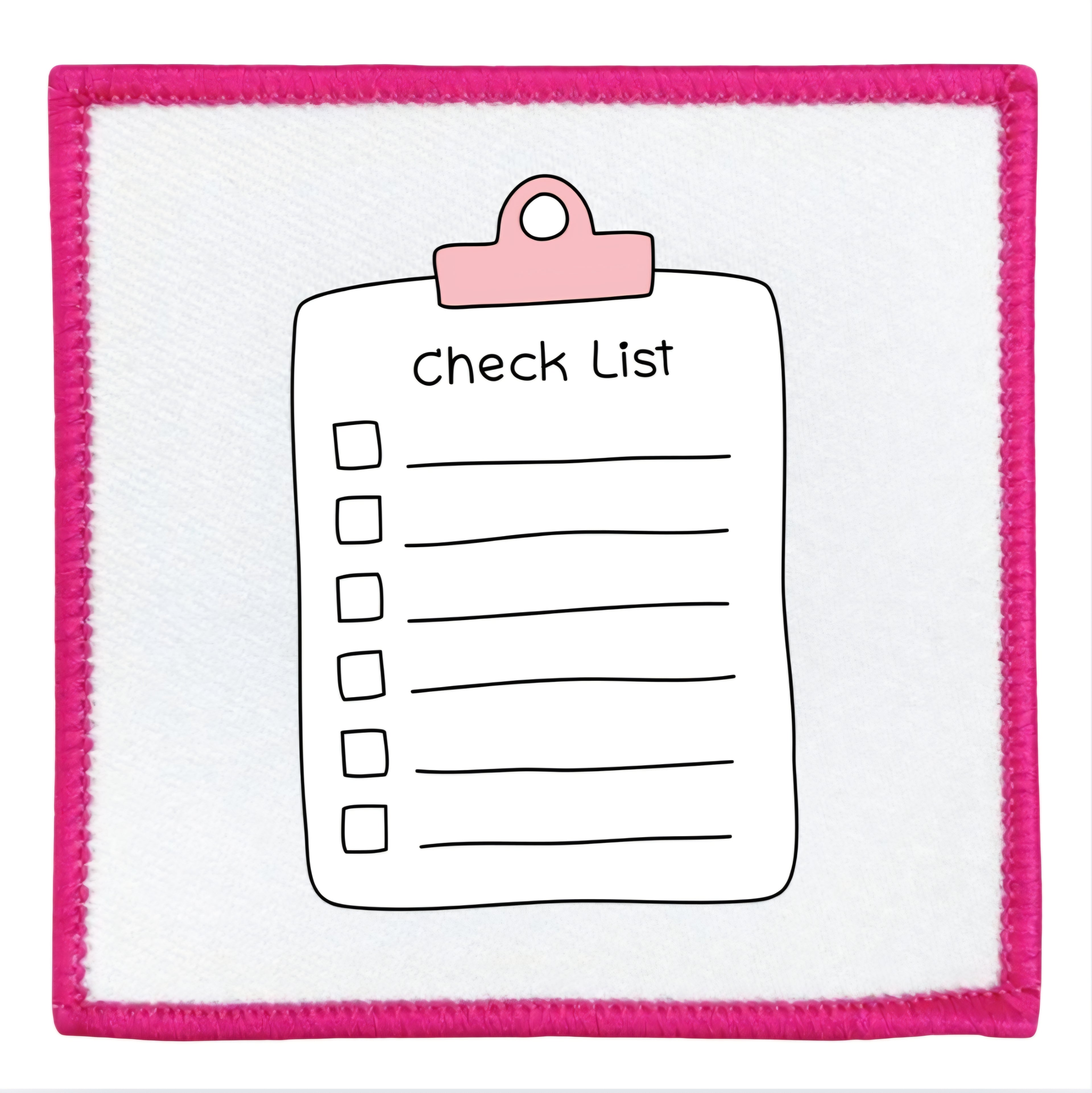 Project Planner Badge Checklist with a pink clip on a white background