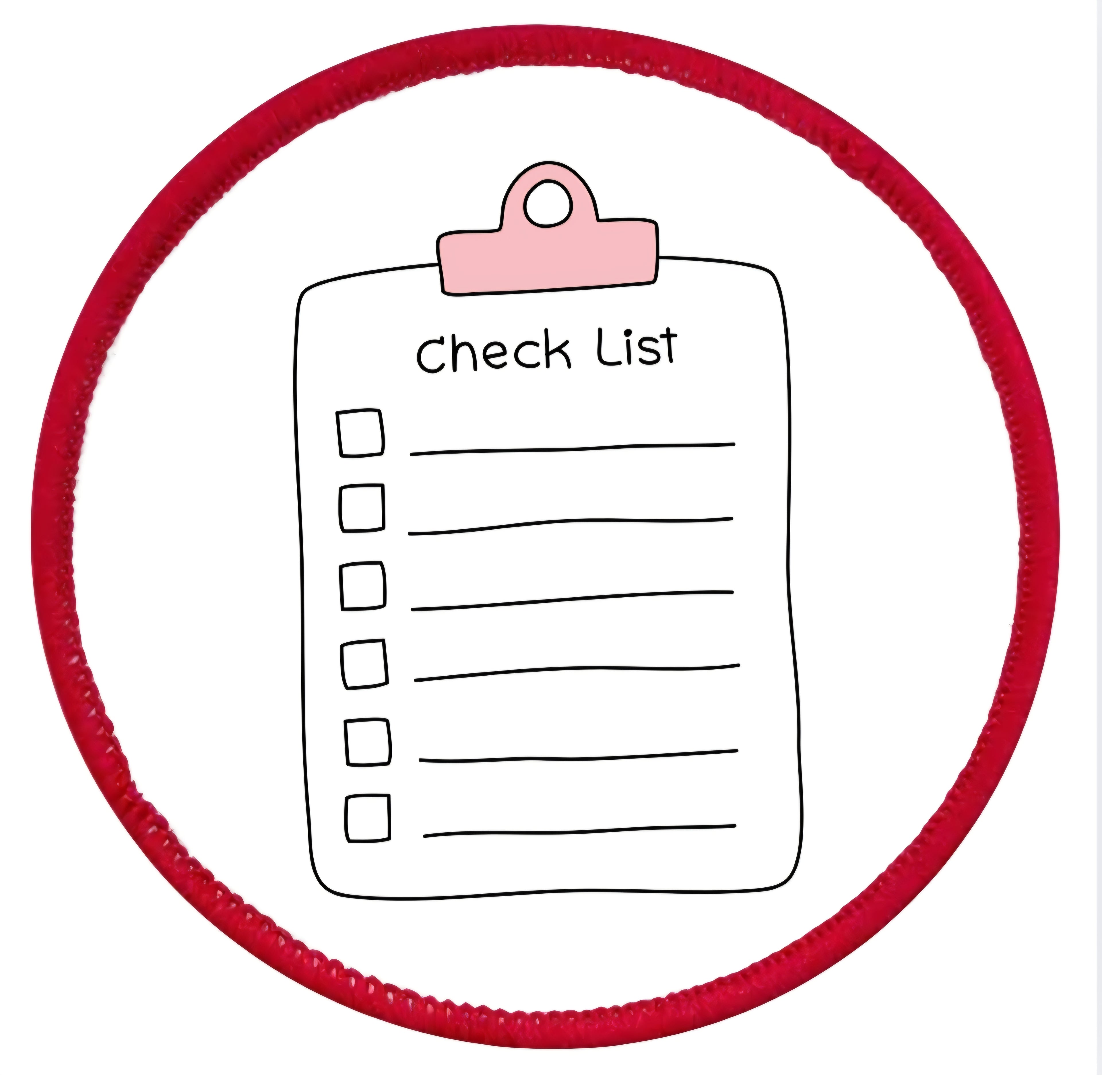 Project Planner Badge Checklist with a pink clip on a white background