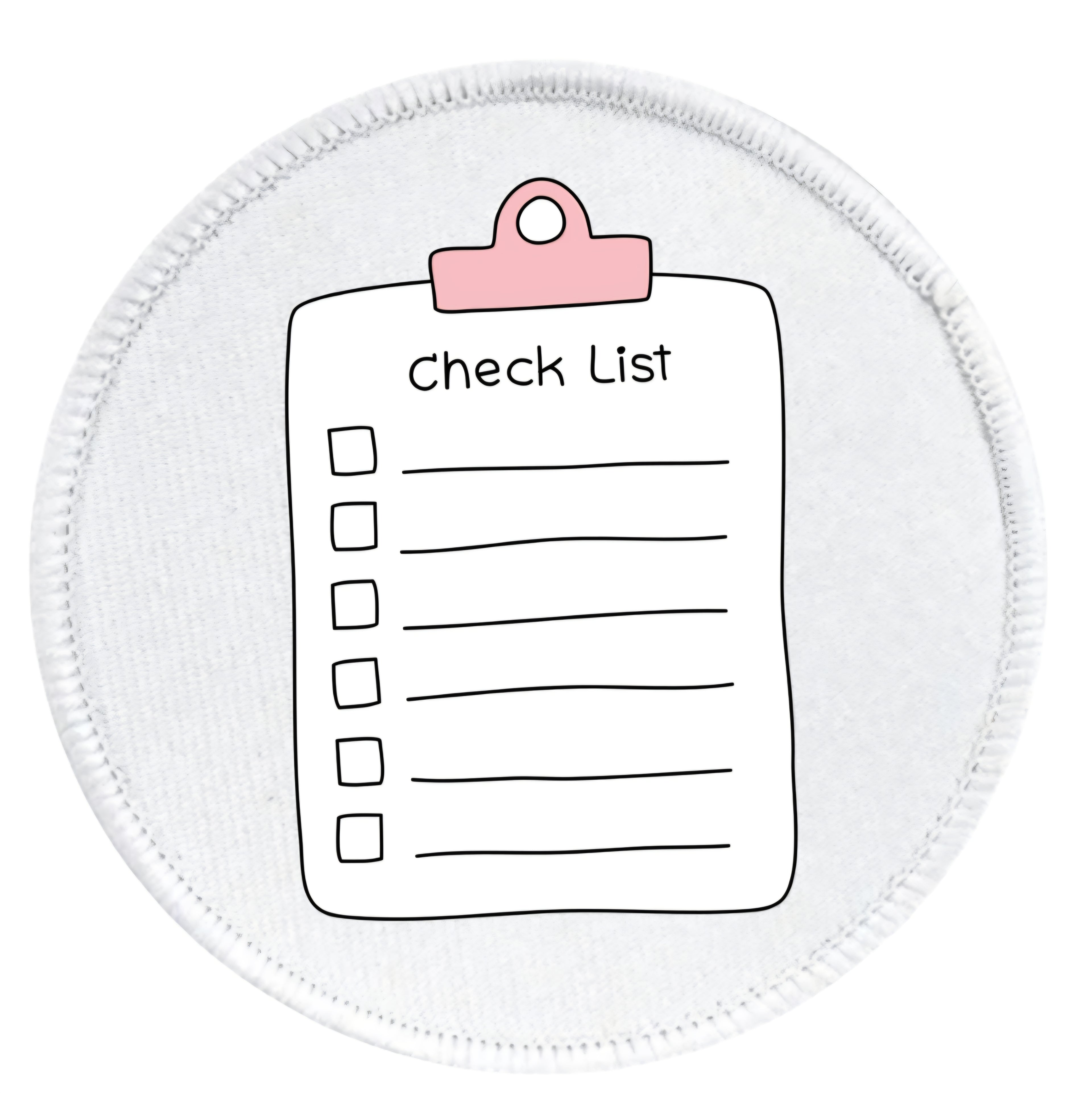 Project Planner Badge Checklist with a pink clip on a white background