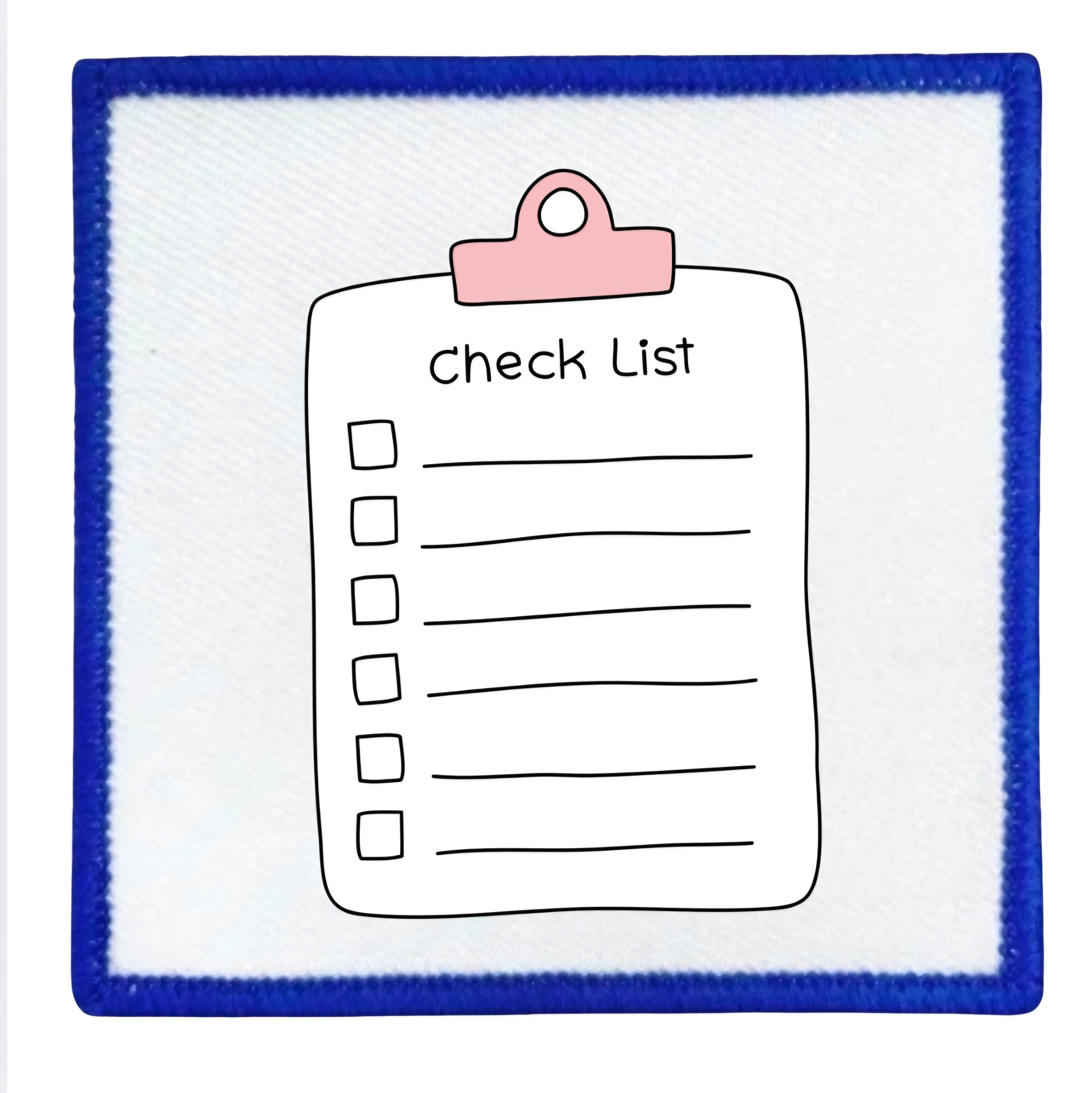 Project Planner Badge Checklist with a pink clip on a white background