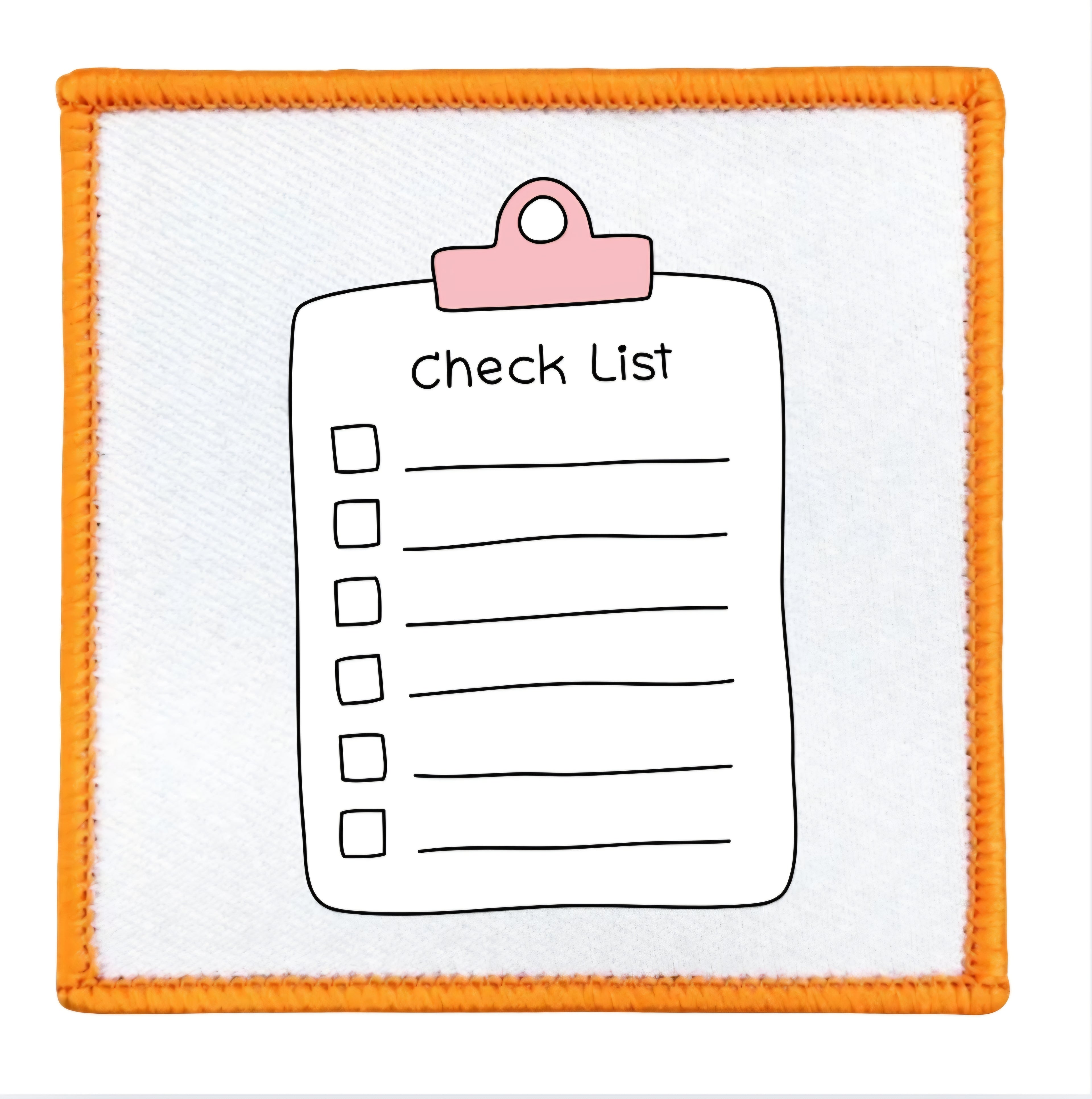 Project Planner Badge Checklist with a pink clip on a white background
